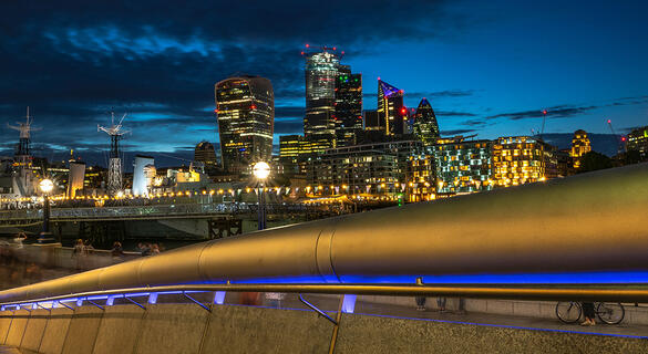 Dense city landscape at night