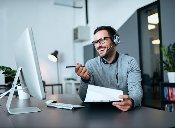 Man working at helpdesk