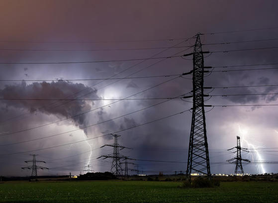 Lightning storm over Prague, Czech Republic