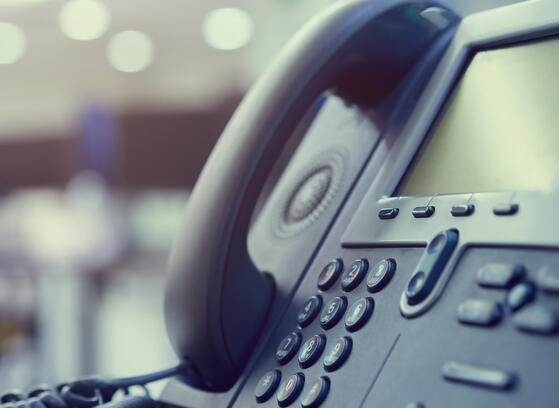 Close-up of office desk phone