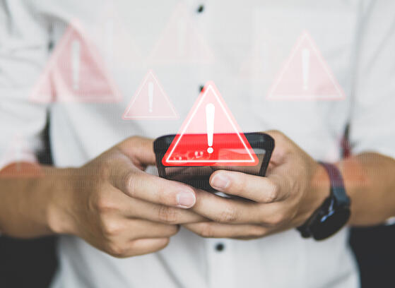 Warning alert on smartphone
