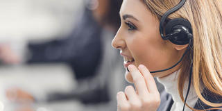 Woman working at contact center