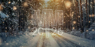 Hammer Season's Greeting illustrating sunny winter road with sparkling snow