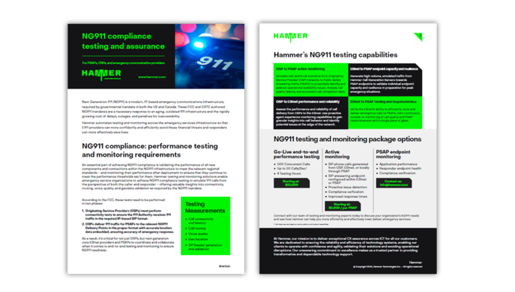 Preview of NG911 compliance testing and assurance brochure