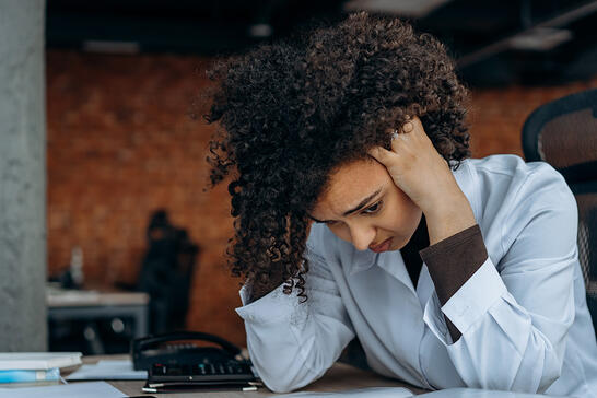 Frustrated woman in the office