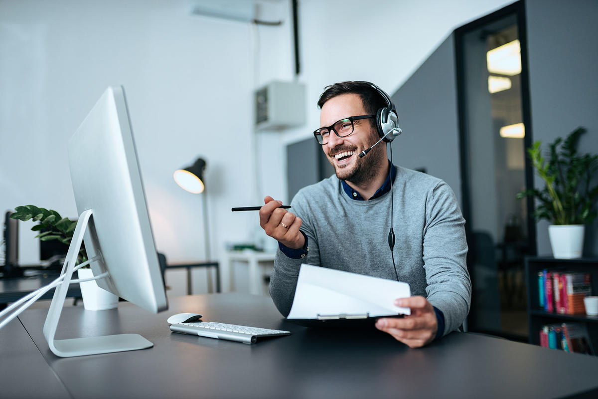 Man working at helpdesk