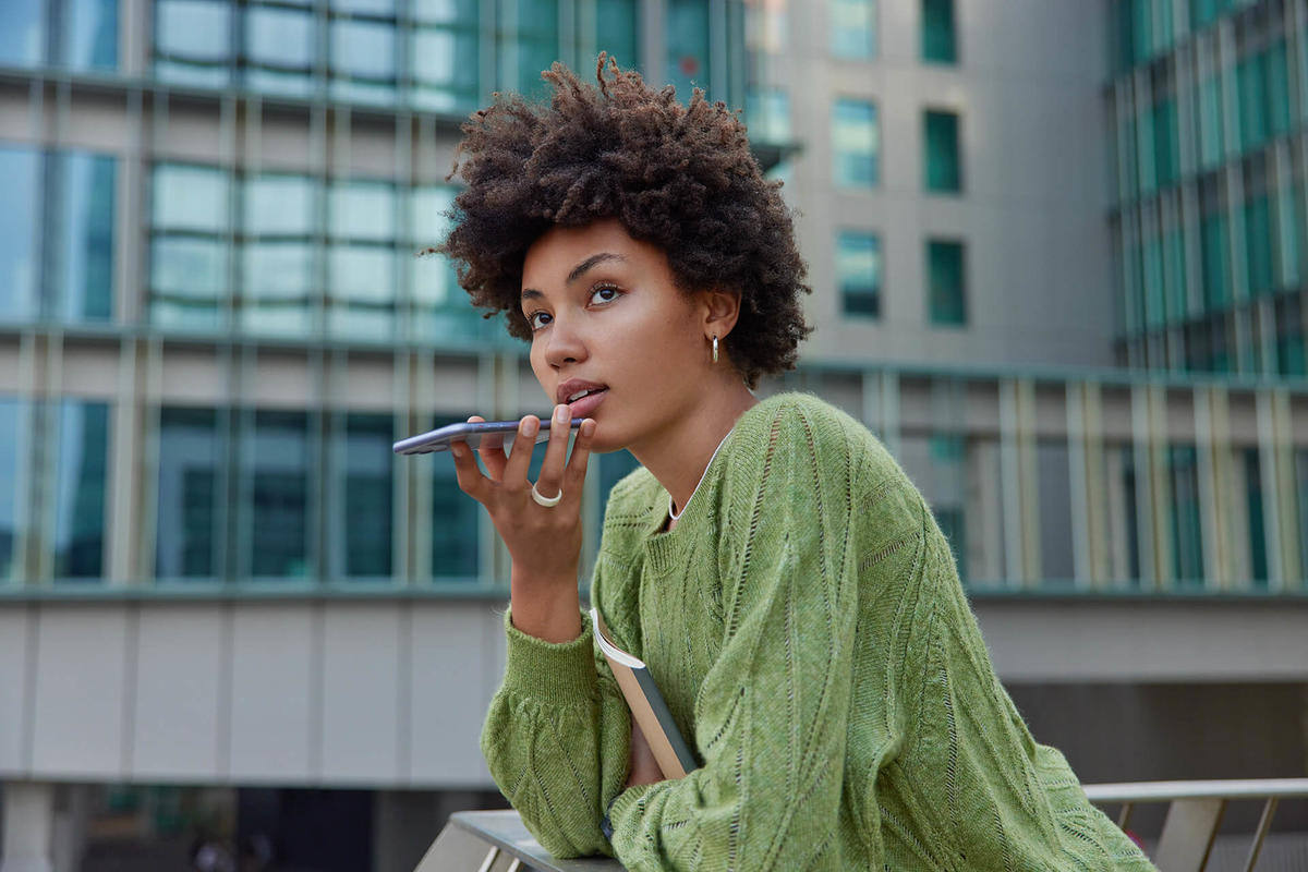 Woman speaking on phone