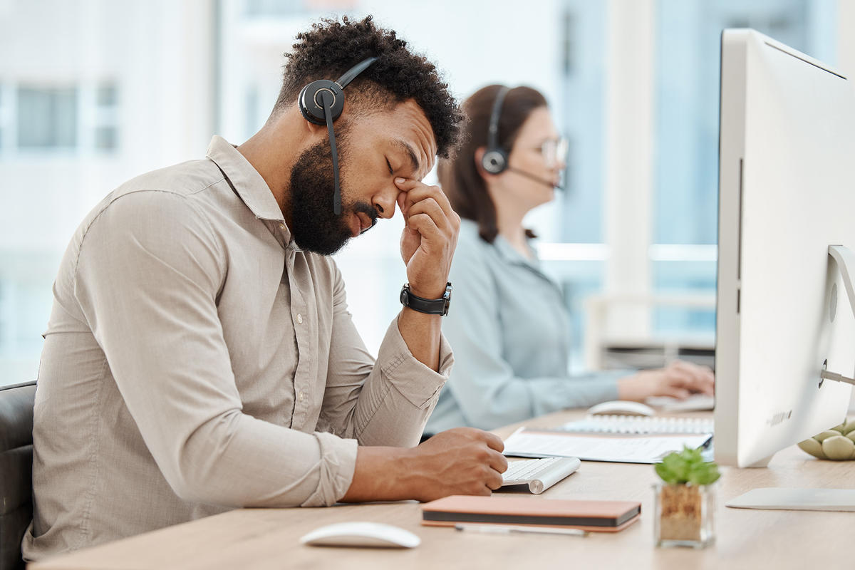 Stressed man working in the office