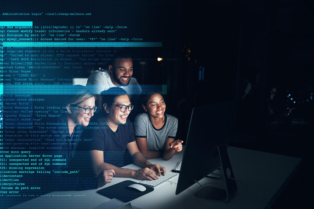 Working team looking at screen