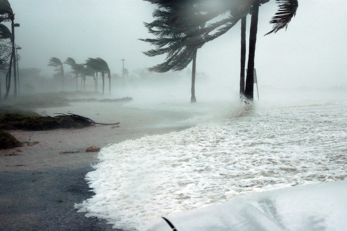 Inclement weather, hurricane by the ocean