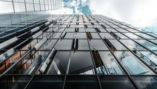 Large office building seen from below