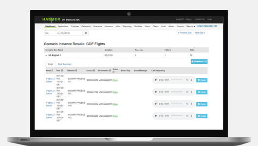 Laptop with Hammer On-demand Quality Assurance testing screen capture