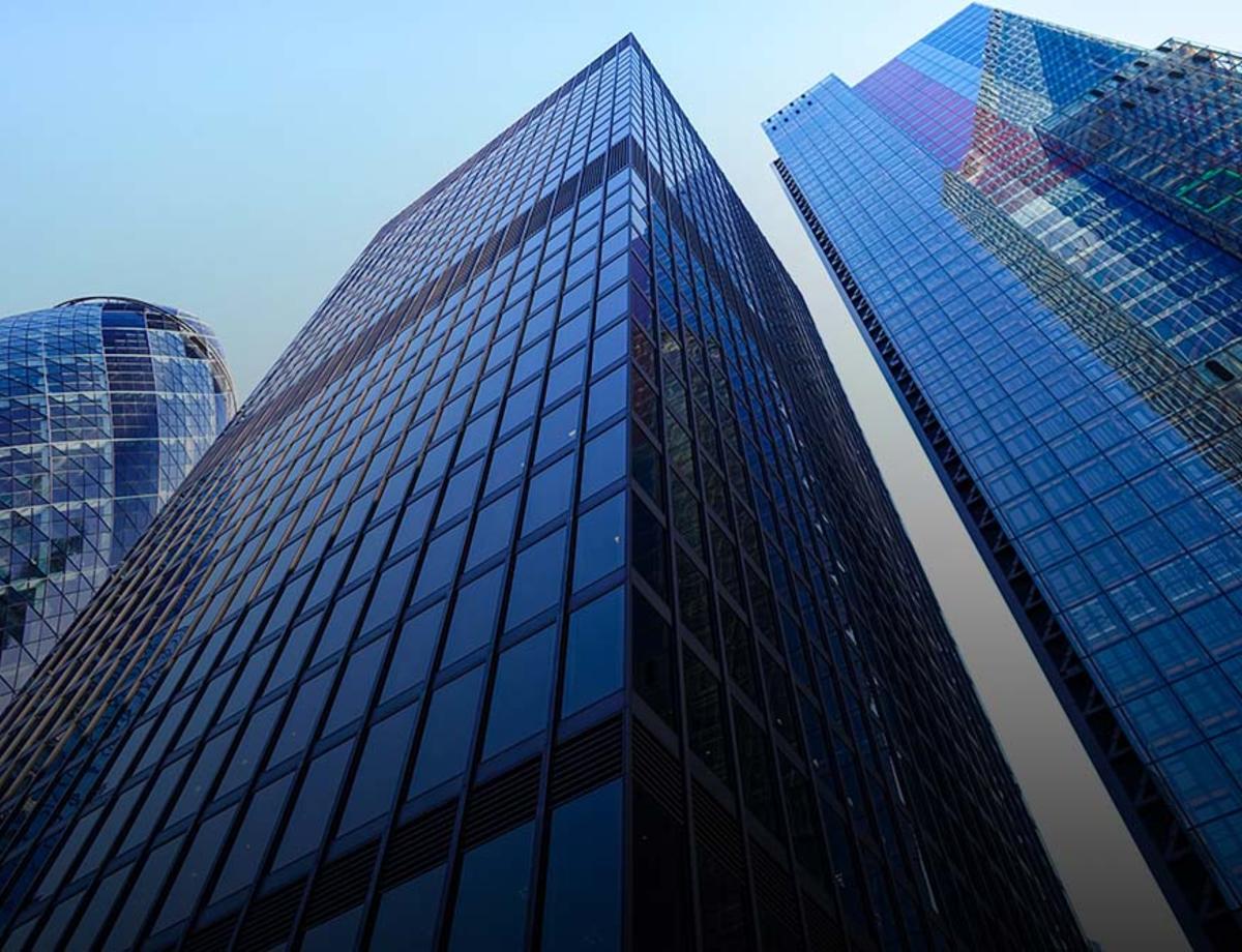 Large office building seen from below