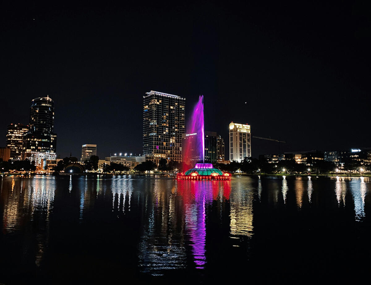 Skyline at nighttime of downtown Orlando, Florida